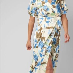 ALLOY Floral Maxi Dress in Blue and Brown
